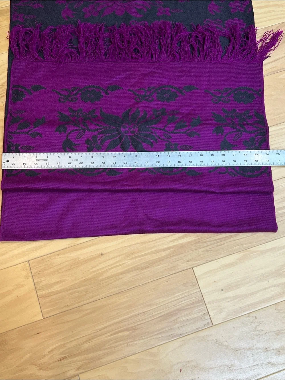 Plum & Black Floral Fringe Wrap Scarf size 61x24